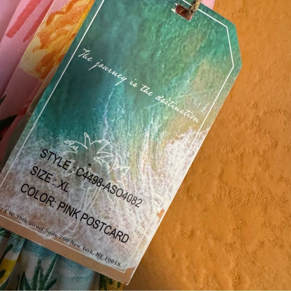 True Destinations Pink Postcard Tropical Strapless Maxi Dress XL NWT Resort - Picture 4 of 11